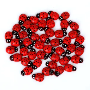 Diskon Besar 9*13Mm Bentuk Ladybug Tombol Kayu, Pencetakan Satu Sisi untuk Buku Tempel Aksesoris Jahit DIY Kerajinan, Yiwu