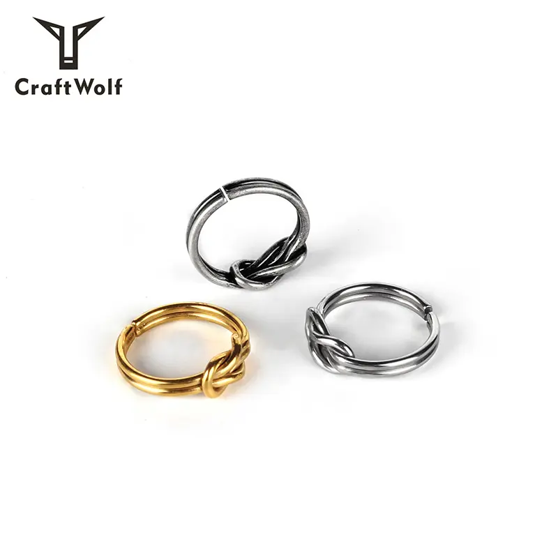 Craft Wolf Fashion Minimalist Jewelry hand made men women custom Vintage silver gold twisted stainless steel finger ring