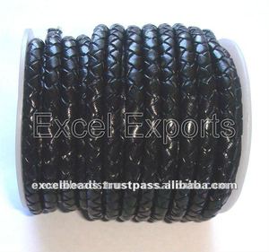 Pulsera de cuero trenzado negro de alta calidad, asa para bolso, correas para perros, 6 capas, accesorios de joyería negros de alta calidad, componentes - Product Image 1