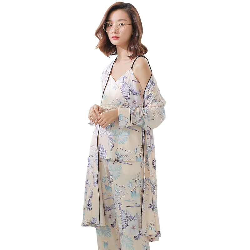 Многофункциональная Пижама для беременных и грудного вскармливания с цветочным принтом