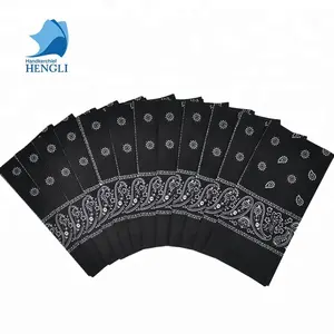 Soft 100% cotton blank white bandana classic paisley black bandana for face Cotton Bandana Usa