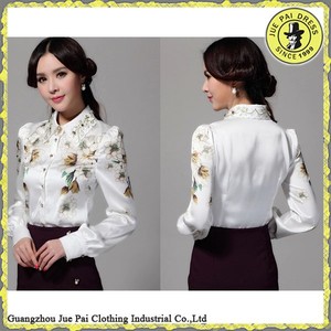 Filipinas Satén <span class=keywords><strong>de</strong></span> seda flor impresa madura <span class=keywords><strong>camisa</strong></span> <span class=keywords><strong>de</strong></span> cuello blanco - Product Image 5