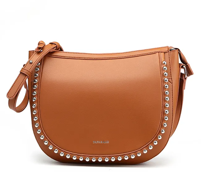 7438 Hot sale ODM wholesale fashion studs decorative ladies graceful style leather shoulder saddle bags