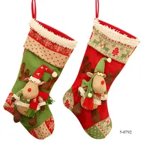Hot Selling Christmas Stocking Burlap Red and Green Cheap Christmas Stocking Bag of Tree Decoration