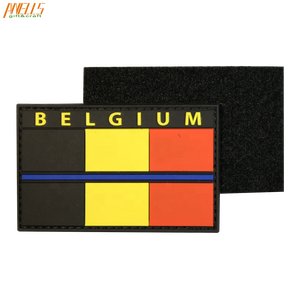 شارة علم بلجيكا الوطني ثلاثية الأبعاد منقوشة بخطاف وحلقة من البولي فينيل كلوريد للجينز والقمصان والحقائب والأحذية - Product Image 1