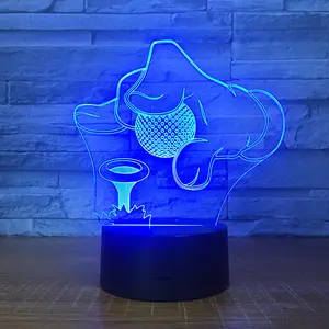 7 Color Change Creative Acrylic Golf Modelling LED Usb 3D Desk Table Lamp Led Night Light Lighting Fixture Sports Fans Gift
