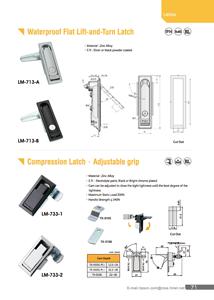 ตัวล็อคประตูแบบกดพร้อมระบบยกและหมุน รุ่น LM-733-1 สำหรับตู้ไฟฟ้า พร้อมกุญแจแบบฝังและมือจับปรับได้ - Product Image 4