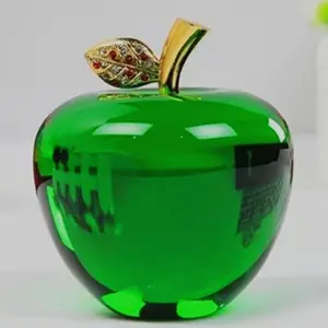 2018 crystal glass green apple paperweight wholesale