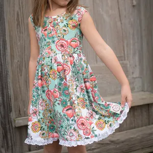 Fashion kids clothes children little girls cotton dresses 3 year old girl dress for summer