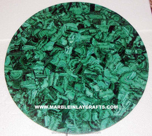 Mesa de piedras preciosas de forma redonda malaquita - Product Image 1