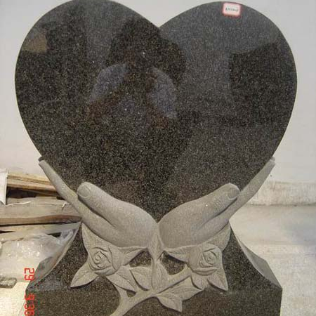 Black Natural Granite Stone Heart Tombstone Hands Factory Price, Tombstone Granite Cemetery, Di Tích Bia Mộ Từ Onyx