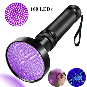 Đèn Pin UV Ánh Sáng Đen 100 LED 395 Nm Tia Cực Tím Blacklight Pet Máy Dò Nước Tiểu Cho Chó Mèo Nước Tiểu, Vết Bẩn Khô, Rệp Giường