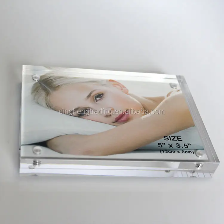 Universo commercio all'ingrosso plexiglass magnete acrilico trasparente blocco acrilico picture photo frame