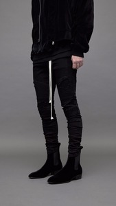 OEM proprio marchio di <span class=keywords><strong>Jeans</strong></span> danneggiati per gli uomini prezzo all'ingrosso nuovo modello nero Biker <span class=keywords><strong>Jeans</strong></span> pantaloni da moto 06 - Product Image 2