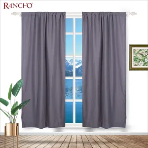 Modern made in China poly-linen wholesale hotel plain black out window curtains