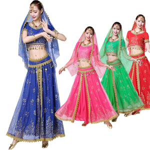 Femmes <span class=keywords><strong>Halloween</strong></span> magnifique Rose motif film Cosplay danse indienne princesse Bollywood danse Performance Costumes costume - Product Image 1