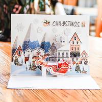 Aanpassen Handgemaakte Papier Ambachtelijke 3D Pop Up Kerst Wenskaarten