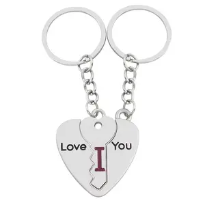 New fashion metal heart shape i love you keychain cheap romantic key ring lovers souvenir gift zinc alloy metal key chain