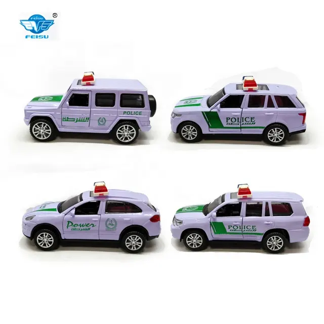 Feisu 1 32 scale UAE style Arab Police die cast car model toy vehicle metal toy car for sale
