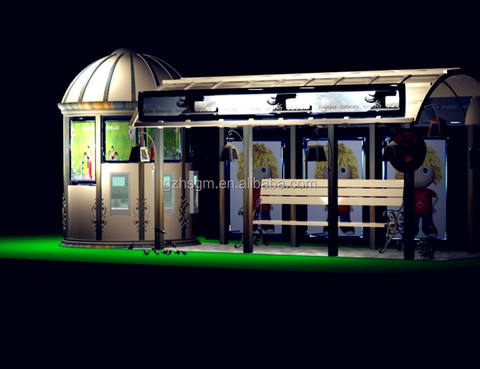 High Quality Stainless Steel Bus Stop Shelter With Street Retail Kiosk