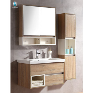 Meubles de salle de bains en bois, Style italien, contreplaqué, taille personnalisée, éviers de salle de bains, miroir vanité