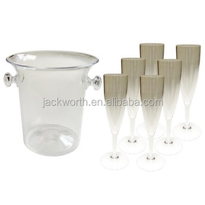 Acrylic <b>Plastic</b> Champagne <b>Flute</b> & Ice Bucket Set - Product Image 6