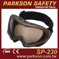 PARKSON SP-230 Lunettes de protection sportives Taiwan pour ski et plongée, anti-vent, anti-buée, anti-choc, avec revêtement miroir, verres PC, monture TPU, certifiées CE EN174 ANSI