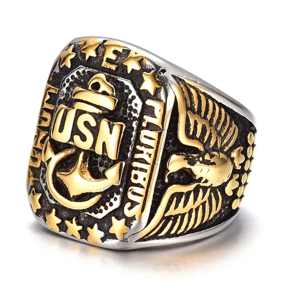 New fashion hiphop Personality US Marine Corps alloy eagles men's anchor jewelry rings