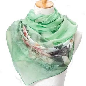 Elegant Design Digital Print Shawl Plain Hijab Thin Summer Sunscreen Chiffon Scarves
