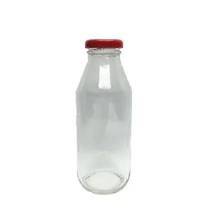 批发12盎司350毫升玻璃牛奶瓶配38毫米金属盖