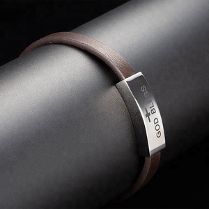 Marlary In Acciaio Inox Dio Benedica Memoriale Urna Del Braccialetto Del Cuoio Genuino Cremazione Ceneri Ricordo Urna Braccialetto - Product Image 2