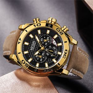 Montres de sport <span class=keywords><strong>Megir</strong></span> 2094G à bas <span class=keywords><strong>prix</strong></span> pour hommes, étanches, <span class=keywords><strong>Montre</strong></span> Homme, vente en gros de montres-bracelets en cuir pour hommes - Product Image 2