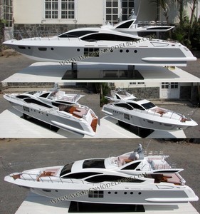 Modelo de Barco de Madera AZIMUT GRANDE 120SL, Elegante Embarcación Artesanal para Exhibición o Colección - Product Image 1