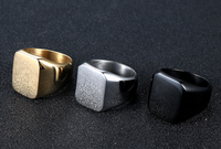 Edelstahl pistole Farbe quadratischer leerer Gesichts ring zum Gravieren von Mustern oder Buchstaben ringen