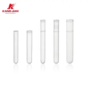Tubo de ensayo de plástico, varios tamaños y tipos, superior PE/PP/PS