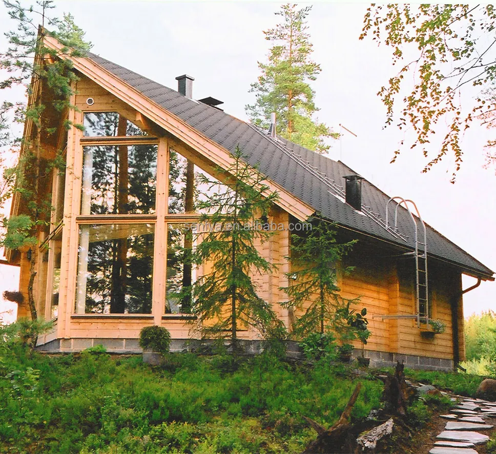 Деревянный дом/деревянный дом с большими окнами по низкой цене, сборный