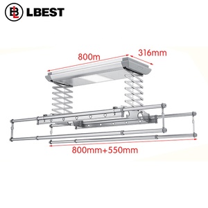 Séchoir à <span class=keywords><strong>linge</strong></span> pliable en aluminium intelligent avec éclairage LED pour petit balcon / petit espace, séchoir <span class=keywords><strong>de</strong></span> <span class=keywords><strong>plafond</strong></span> pour vêtements - Product Image 2