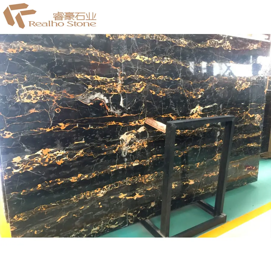 Italy Black Portoro Marble With Gold Veins