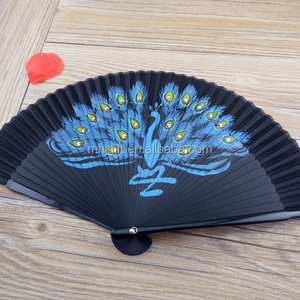 Tốt Nhất Tốt Sang Trọng Tre Gấp Đen Tay Quạt Lụa - Product Image 3