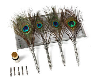 Couette de <span class=keywords><strong>plume</strong></span> Antique en cuivre, 1 pièce, stylo d'écriture, encre, calligraphie, coffret cadeau - Product Image 2