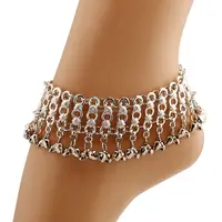 Женский серебряный ножной браслет для танца живота