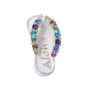 HUSURU Personalized Custom Name Rainbow Crystal Slippers Flip Flops Charms Shoe Pendant <strong>Summer</strong> Beach <strong>Jewelry</strong> for DIY - Product Image 1