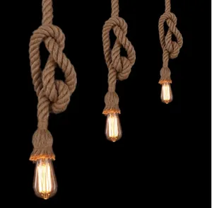 Giyim mağazası aydınlatma Vintage el yapımı kenevir halat askılı lamba