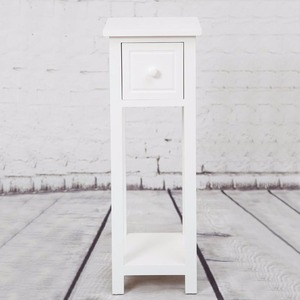 White <strong>Bedside</strong> Telephone <strong>Table</strong> With Drawer Side Living Room <strong>Slim</strong> Tall Furniture - Product Image 3