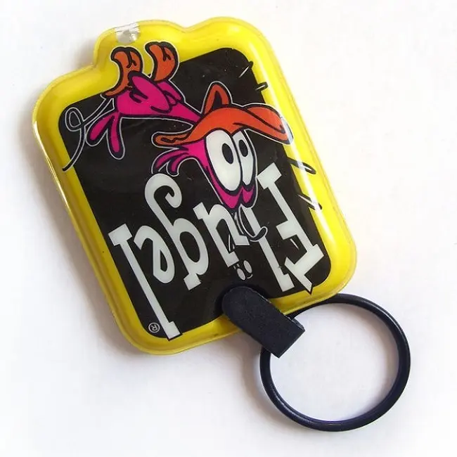 customized gifts key ring LED light for promotion PVC flat LED keychain torch