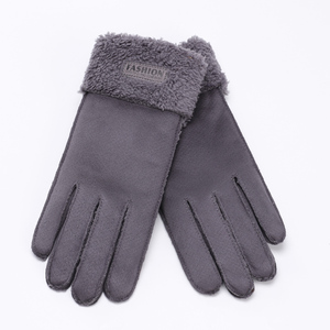 Açık polar astarlı kış kadın Biker süet kumaş dokunmatik eldiven bayanlar - Product Image 4