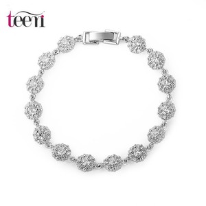 Teemi Marca Moda mayorista mismo estilo Diseño compromiso de la boda del regalo de cumpleaños 3 Prong Classic Clear CZ Pulsera d - Product Image 1