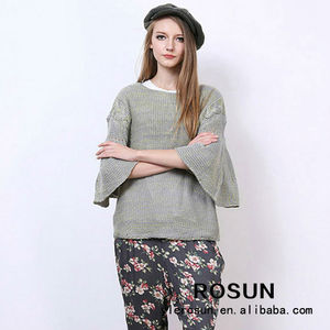 americana de diseño elegante casual suéter manga letrán suéter de la <span class=keywords><strong>mujer</strong></span> - Product Image 1
