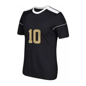 OEM-camiseta de fútbol para hombres y niños, traje de fútbol informal deportivo, uniforme de fútbol negro, diseño personalizado, barato, hecho en China, venta al por mayor