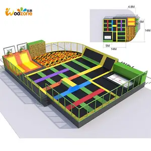 Kids Indoor Trampoline Bed Bungee Exercise With Large Foam Blocks